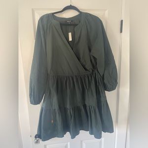Madewell. Green Mini Dress with Long Sleeves